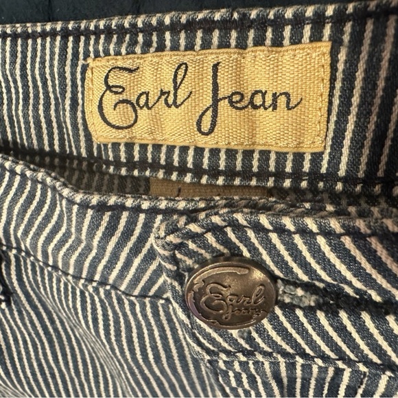Earl Jeans Navy Pinstripe Skinny Pants | Y2K Nautical Retro Stretch Size 6 - Picture 4 of 7